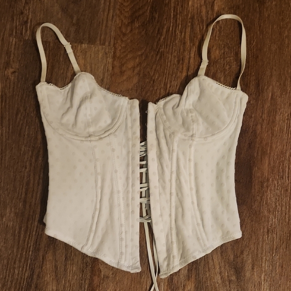 Urban Outfitters Out From Under Size Medium White Corset Bra with Lace-Up Back - Picture 2 of 10